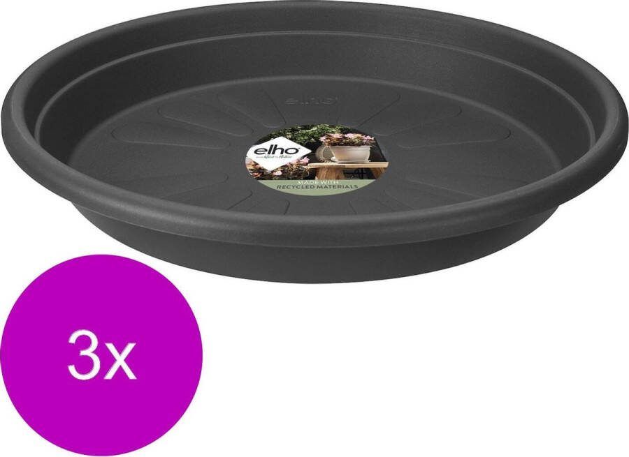Elho Uni Schotel Rond Grijs Plantenschotel 3 x Ø40x6 cm