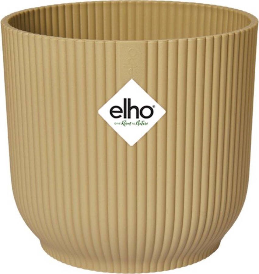 Elho Vibes Fold Rond 16 Bloempot voor Binnen 100% Gerecycled Plastic Ø 16.1 x H 14.8 cm Geel