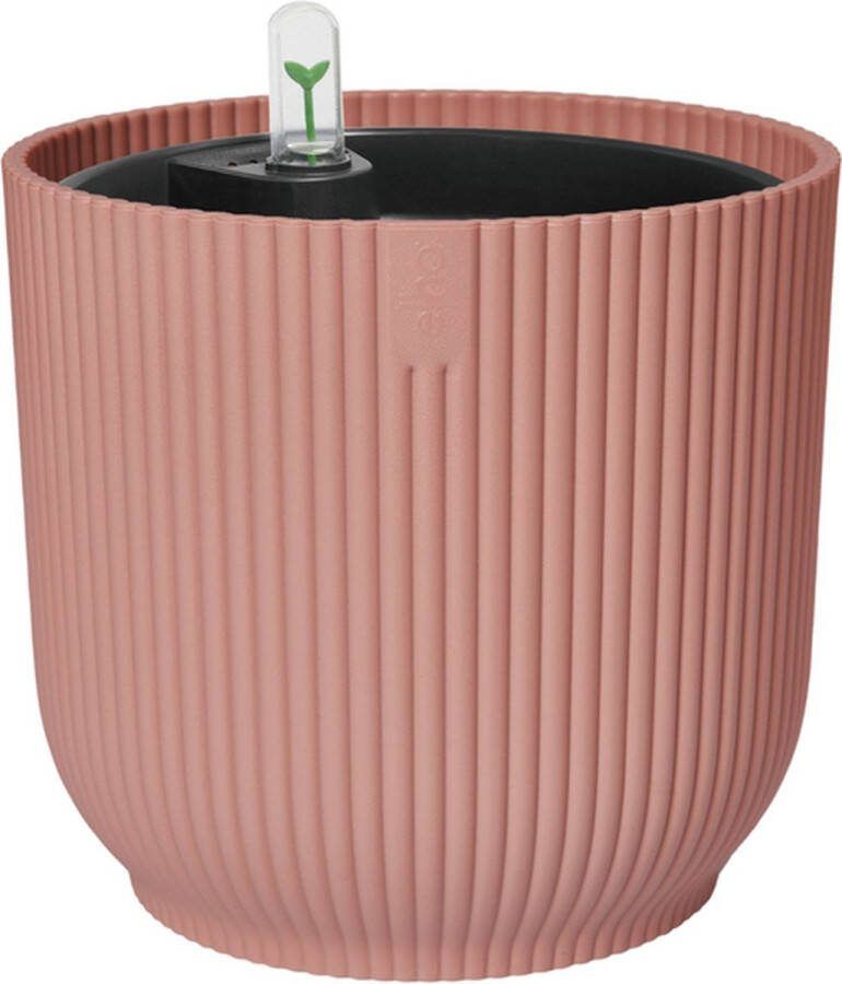 Elho Vibes Fold Rond 18 met Self-Watering Insert Bloempot met Watermeter 100% Gerecycled Plastic Ø 18.3 x H 16.8 cm Delicaat Roze