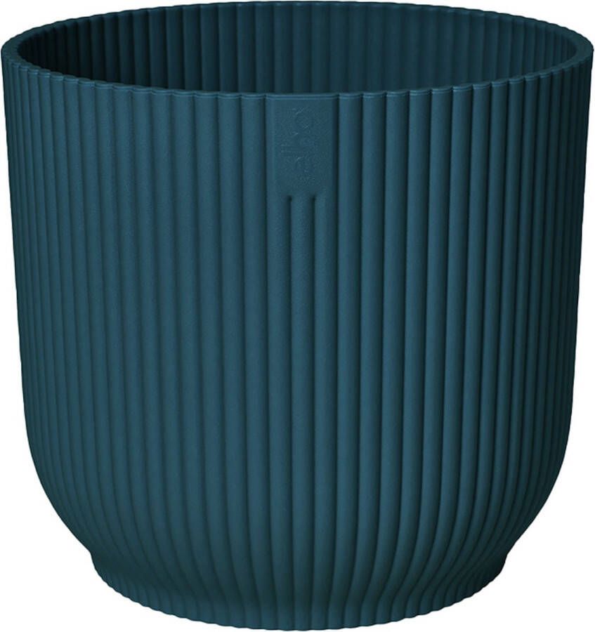 Elho Vibes Fold Rond 22 bloempot voor binnen 100% gerecycled plastic Ø 22.0 x H 20.2 cm Blauw Diepblauw