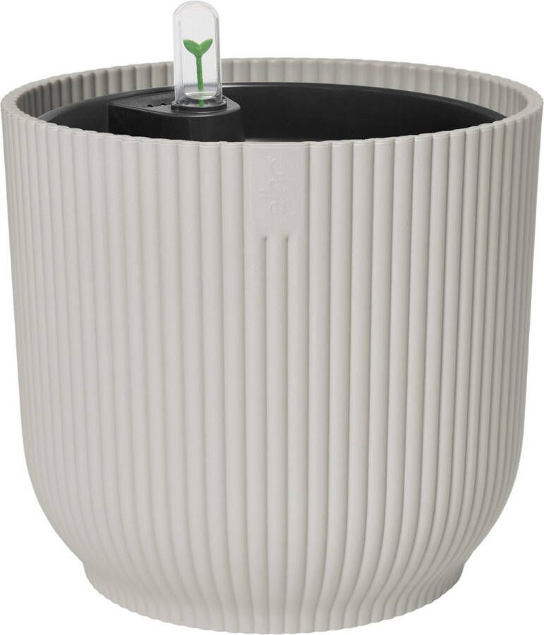 Elho Vibes Fold Rond 22 met Self-Watering Insert Bloempot met Watermeter 100% Gerecycled Plastic Ø 22 x H 20.2 cm Zijdewit