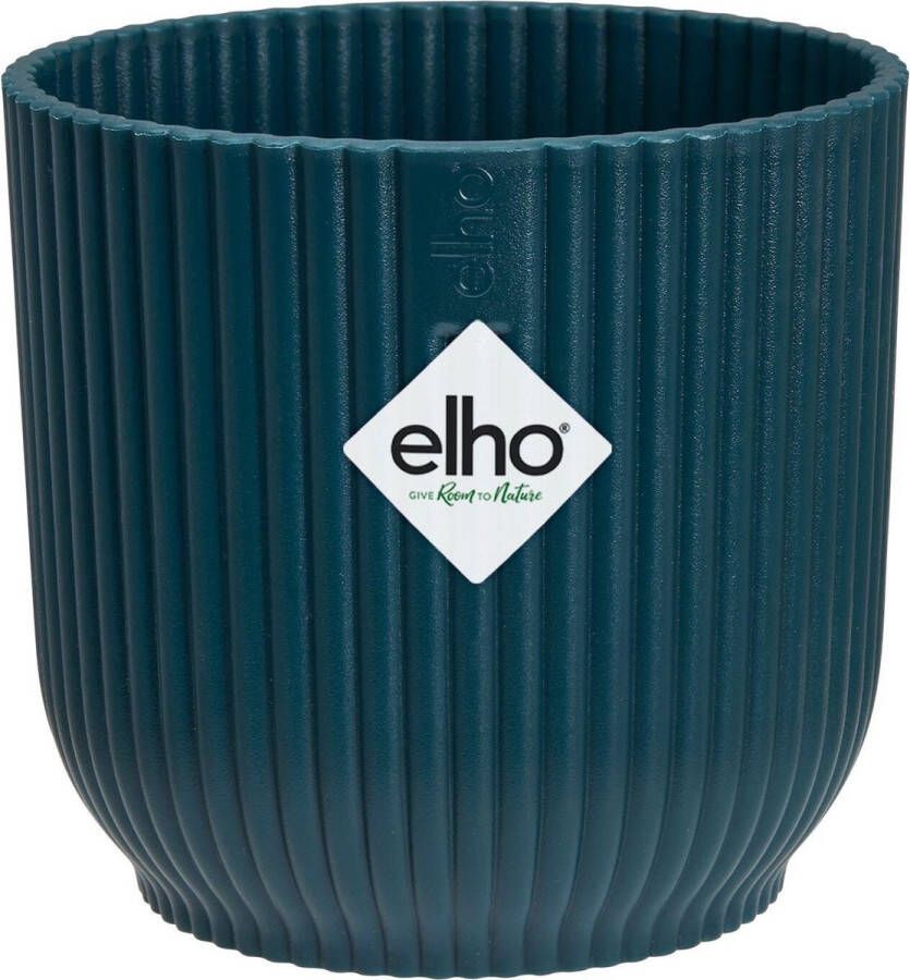 Elho Vibes Fold Rond Mini 11 Bloempot voor Binnen 100% Gerecycled Plastic Ø 11 1 x H 10 5 Blauw Diepblauw