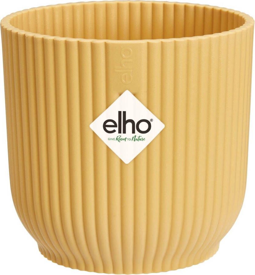 Elho Vibes Fold Rond Mini 11 Bloempot voor Binnen 100% Gerecycled Plastic Ø 11 1 x H 10 5 Geel Botergeel