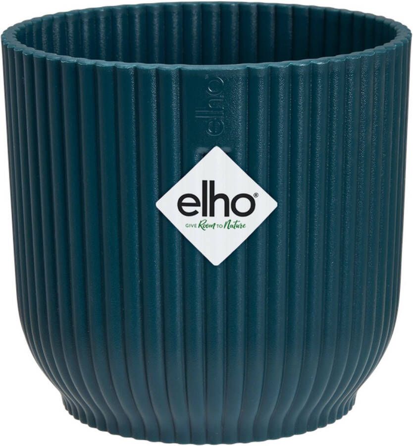 Elho Vibes Fold Rond Mini 7 Bloempot voor Binnen 100% Gerecycled Plastic Ø 7 x H 6 5 Blauw Diepblauw