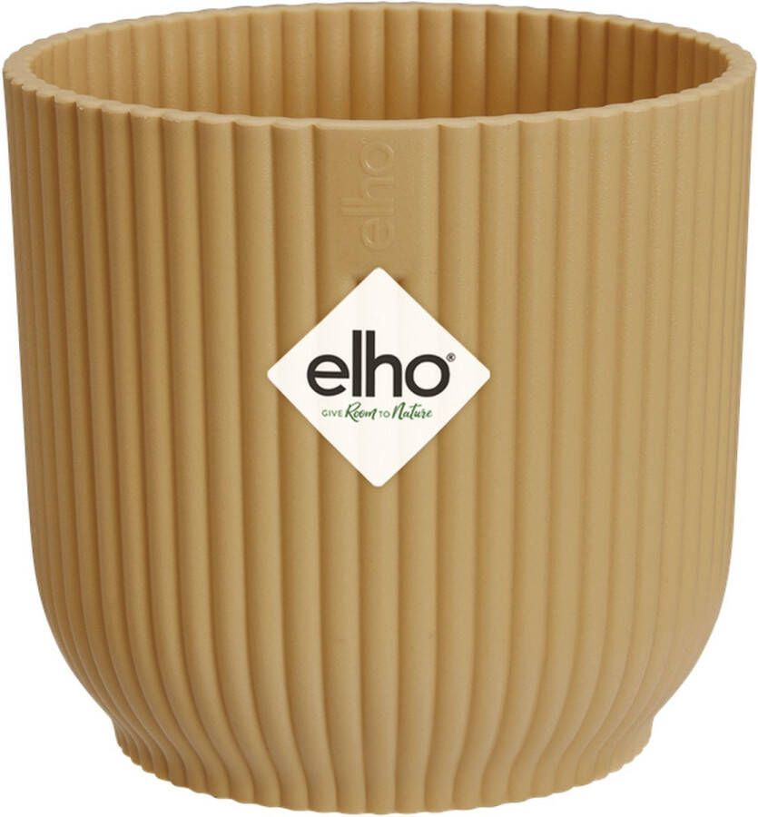 Elho Vibes Fold Rond Mini 9 Bloempot voor Binnen 100% Gerecycled Plastic Ø 9.3 x H 8.8 cm Botergeel