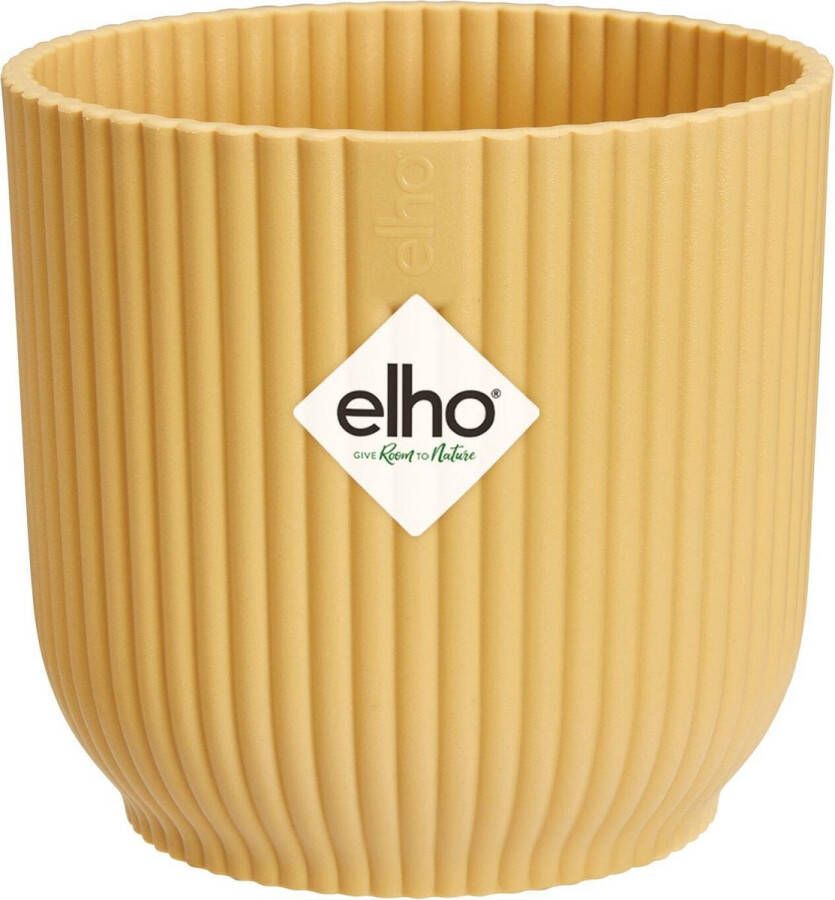 Elho Vibes Fold Rond Mini 9 Bloempot voor Binnen 100% Gerecycled Plastic Ø 9.3 x H 8.8 cm Botergeel