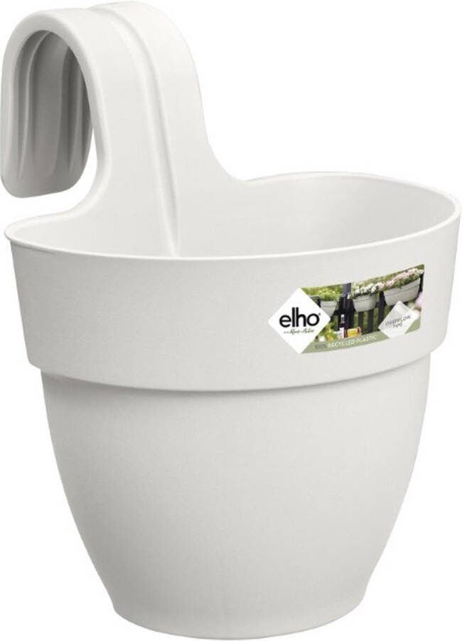Elho Vibia Campana Easy Hanger S 21 Balkonbak met Ophanghaken 100% Gerecycled Plastic Ø 20.5 x H 26.5 cm Zijdewit