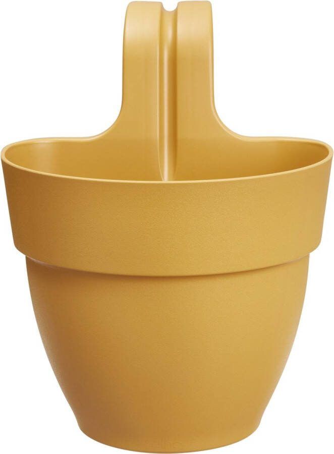 Elho Vibia Campana Easy Hanger S 21 Balkonbak met Ophanghaken 100% Gerecycled Plastic Ø 20.5 x H 26.5 cm Honinggeel