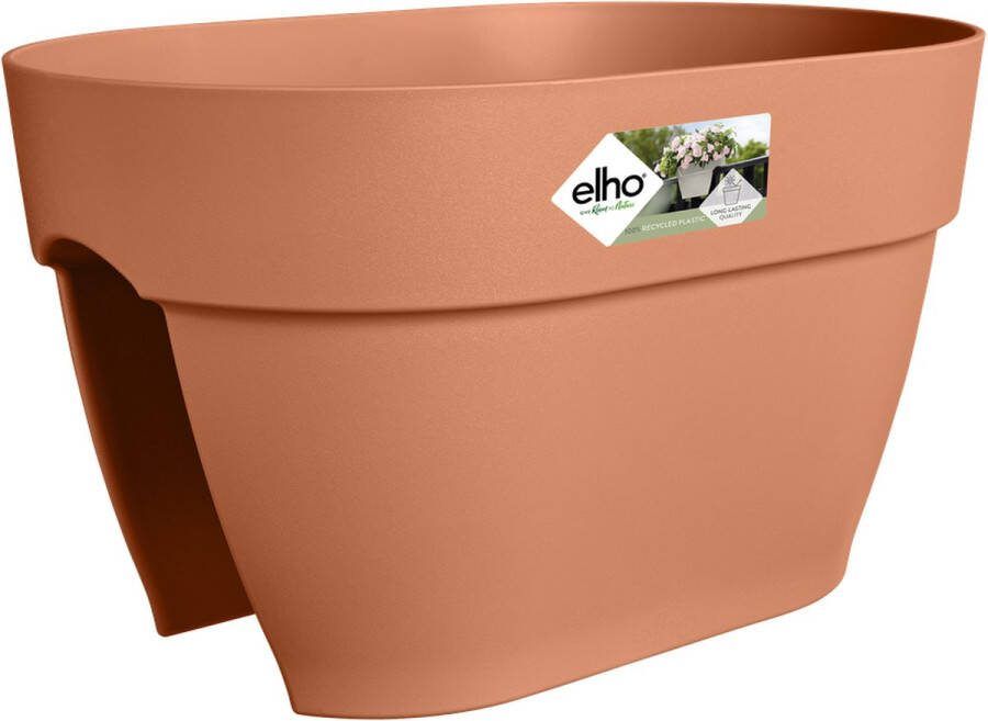 Elho Vibia Campana Flower Bridge 40 Plantenbak voor Balkon Railing 100% Gerecycled Plastic Ø 39.0 x H 22.0 cm Terra