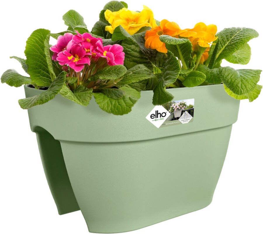 Elho Vibia Campana Flower Bridge 40 Plantenbak voor Balkon Railing 100% Gerecycled Plastic Ø 39.0 x H 22.0 cm Pistachegroen
