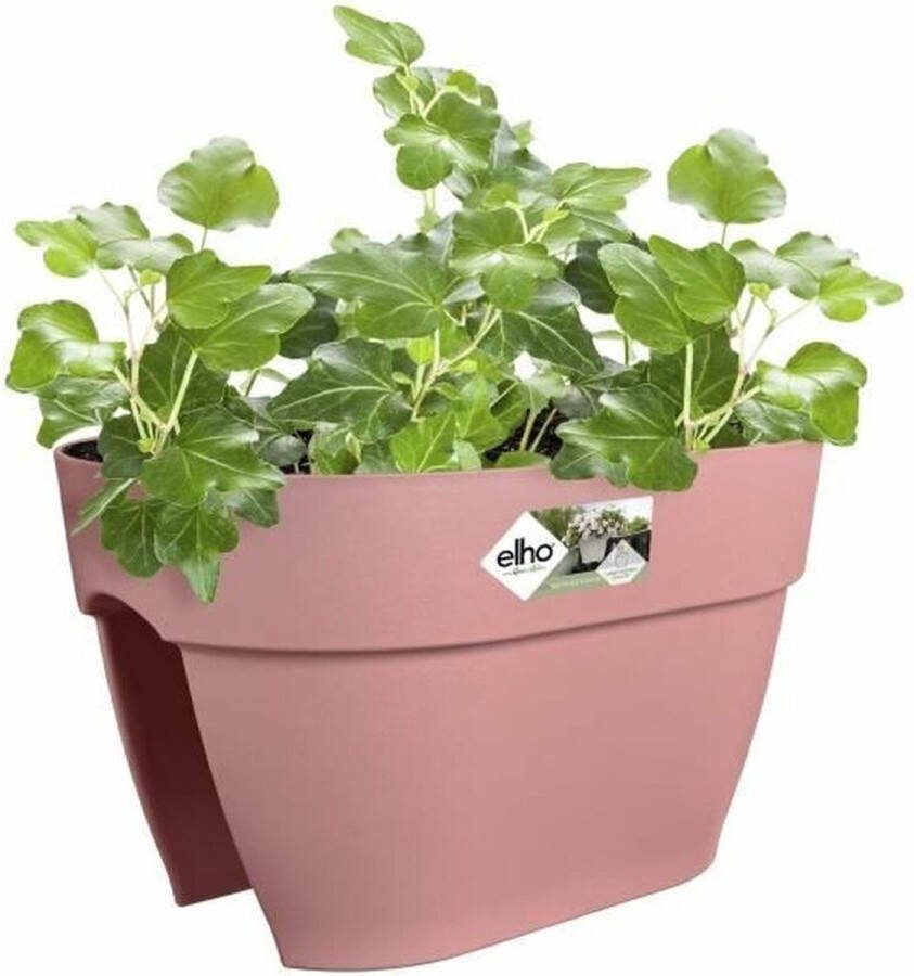 Elho Vibia Campana Flower Bridge 40 Plantenbak voor Balkon Railing 100% Gerecycled Plastic Ø 39.0 x H 22.0 cm Poederroze