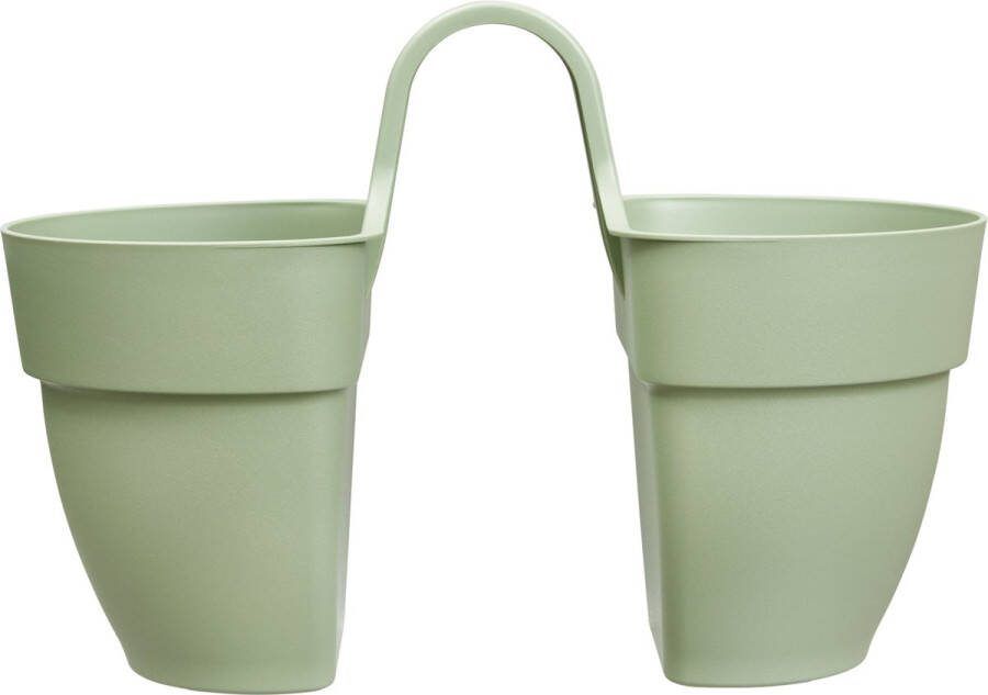 Elho Vibia Campana Flower Twin 21 Dubbele Balkonbak 100% Gerecycled Plastic Ø 20.5 x H 26.5 cm Pistachegroen