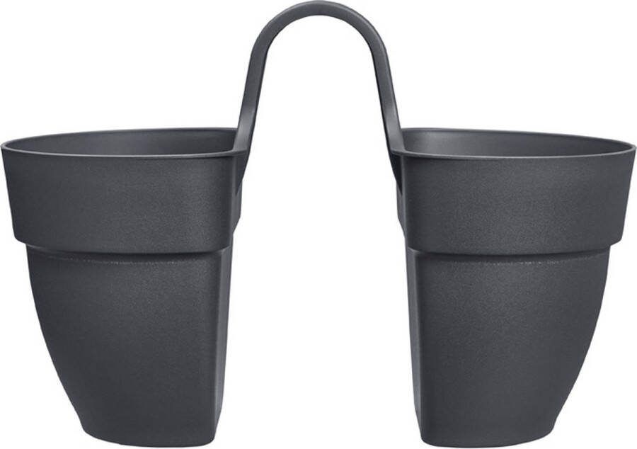 Elho Vibia Campana Flower Twin 21 Dubbele Balkonbak 100% Gerecycled Plastic Ø 20.5 x H 26.5 cm Antraciet