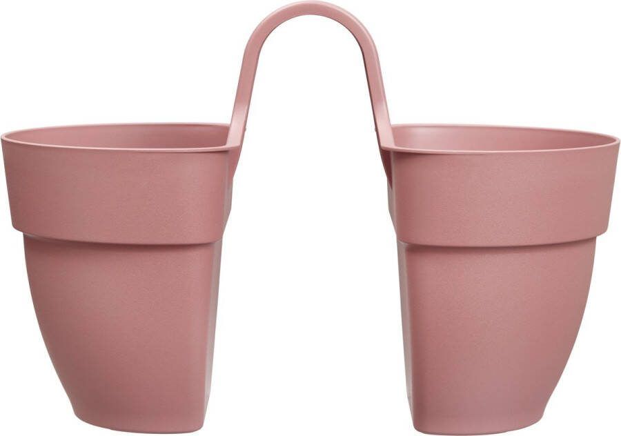 Elho Vibia Campana Flower Twin 21 Dubbele Balkonbak 100% Gerecycled Plastic Ø 20.5 x H 26.5 cm Poederroze