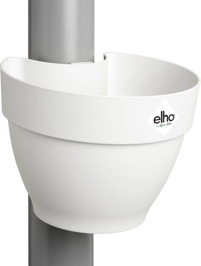 Elho Vibia Campana Regenpijpbakje 40 Bloempot voor Regenpijp Buiten 100% Gerecycled Plastic Ø 21.6 x H 16.3 cm Zijdewit