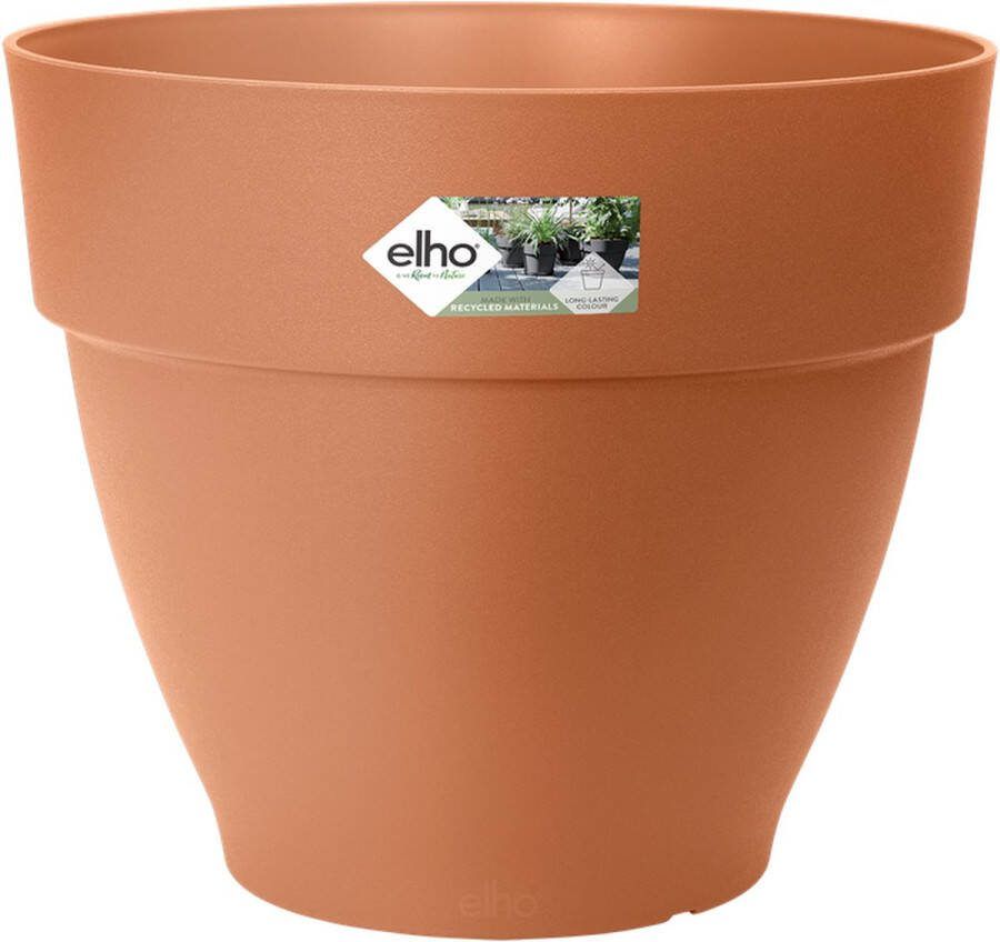 Elho Vibia Campana Rond 35 Bloempot voor Buiten met Afwateringsgaten 100% Gerecycled Plastic Ø 34.5 x H 29.7 cm Terra