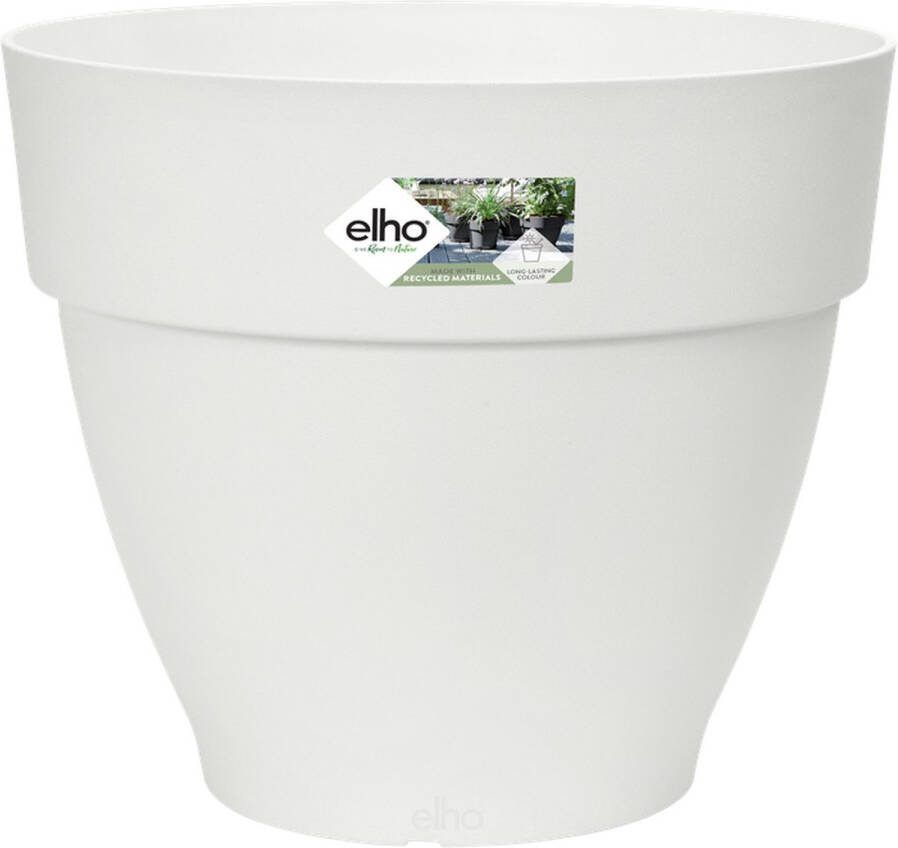 Elho Vibia Campana Rond 35 Bloempot voor Buiten met Afwateringsgaten 100% Gerecycled Plastic Ø 34.5 x H 29.7 cm Wit
