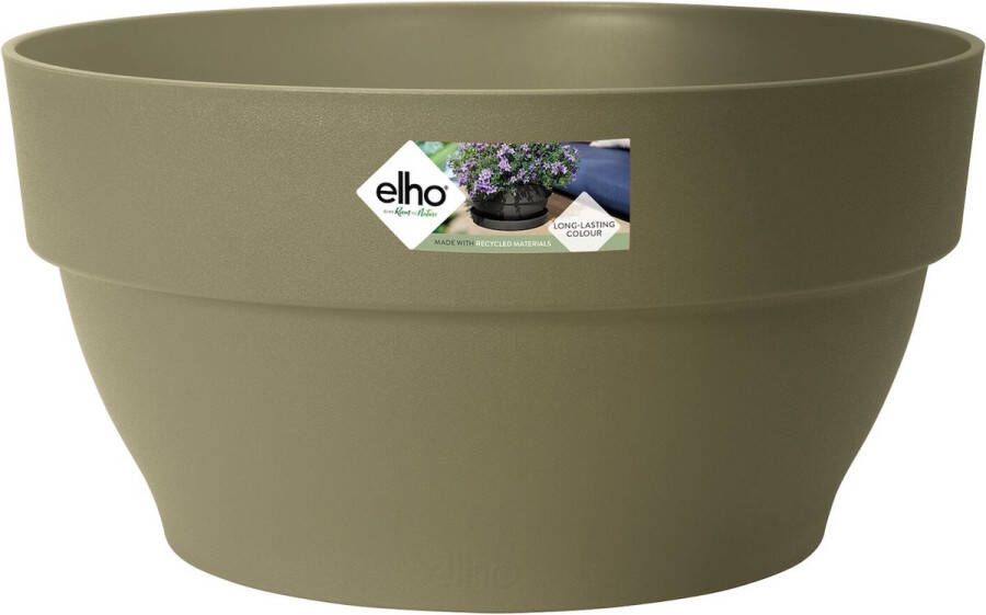 Elho Vibia Campana Schaal 34 Plantenschaal voor Buiten 100% Gerecycled Plastic Ø 33.9 x H 17.4 cm Groen Saliegroen