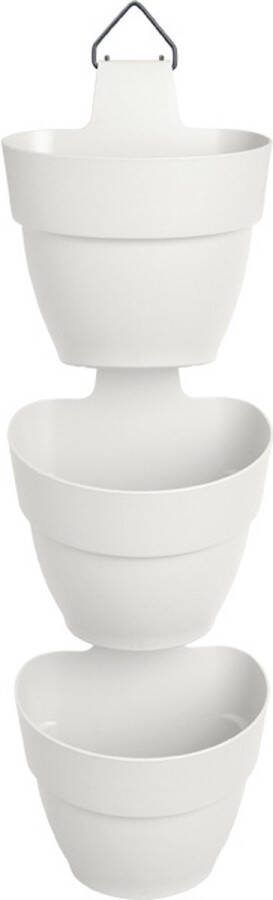 Elho Vibia Campana Vertical Forest 21 Bloempotten voor Verticaal Tuinieren Geschikt voor Balkon en Muur 100% Gerecycled Plastic Ø 20.7 x H 29.7 cm Zijdewit