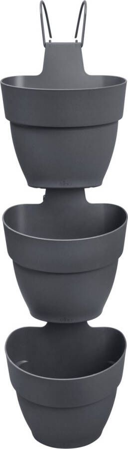 Elho Vibia Campana Vertical Forest 21 Bloempotten voor Verticaal Tuinieren Geschikt voor Balkon en Muur 100% Gerecycled Plastic Ø 20.7 x H 29.7 cm Antraciet