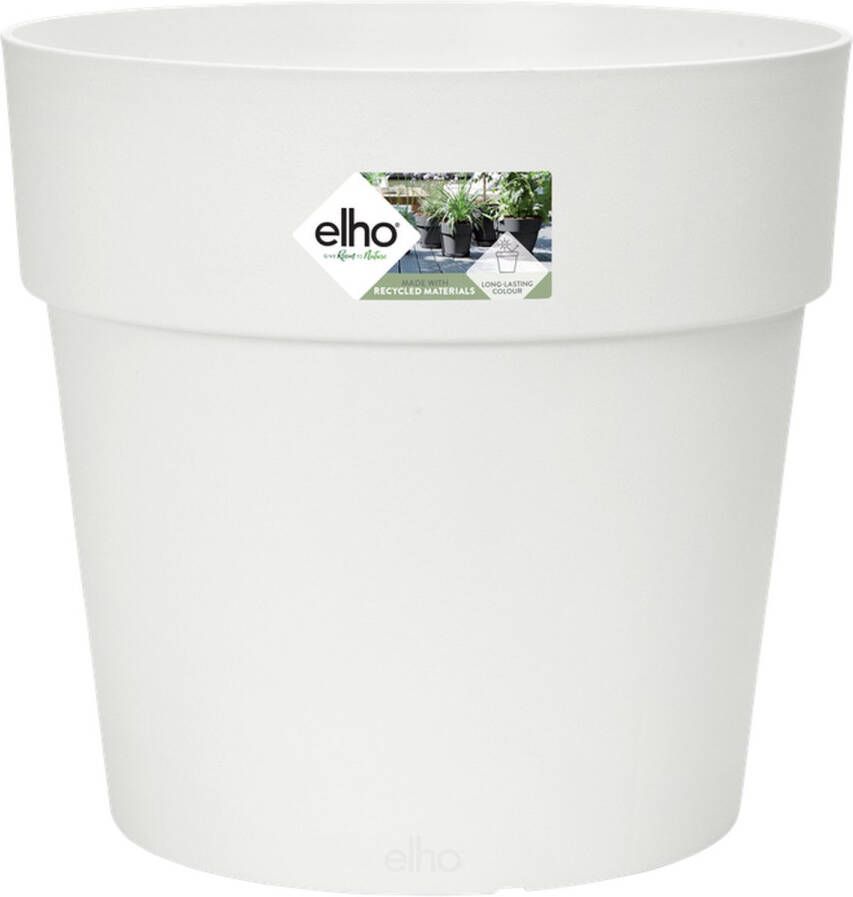 Elho Vibia Straight Rond 40 Grote Bloempot voor Buiten 100% Gerecycled Plastic Ø 39.0 x H 36.8 cm Wit Wit