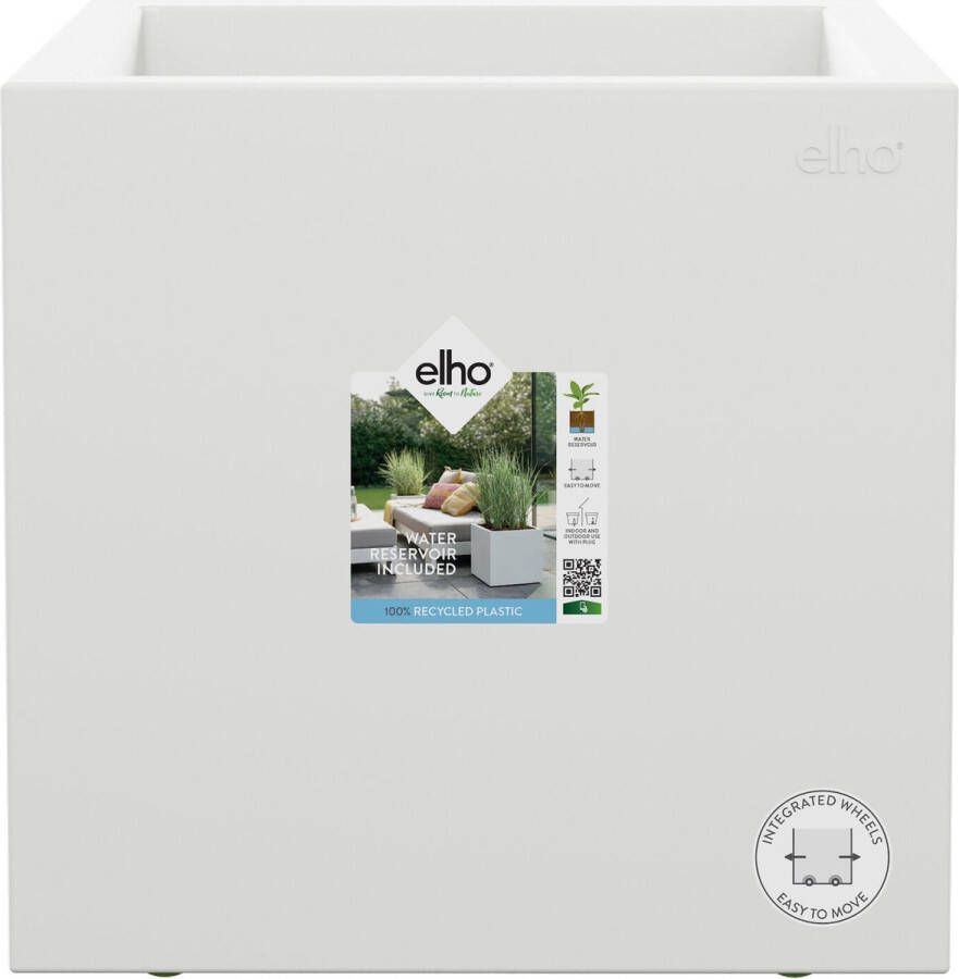 Elho Vivo Next Vierkant 30 Plantenbak voor Binnen & Buiten 100% Gerecycled Plastic Ø 29.5 x H 29.5 cm Wit Wit