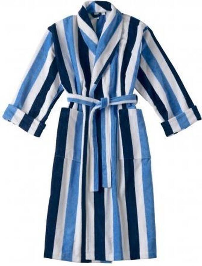 Elias luxe badjas Stripes Blauw wit MAAT S