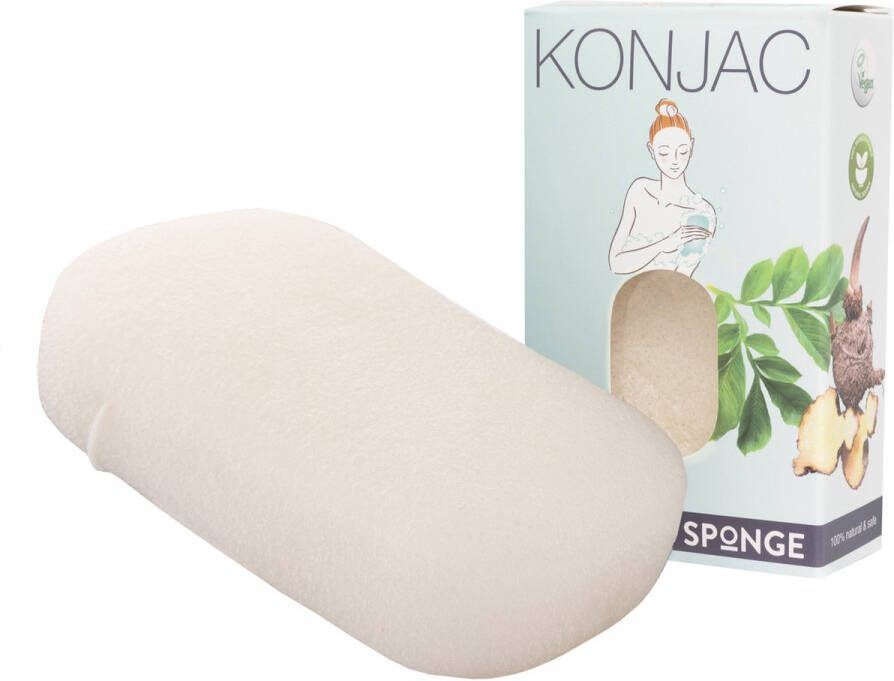 Elicious Konjac Spons Badspons Extra Dik Hydraterend Puur Gevoelige Huid Douche Bad Huidreiniging Natuurlijk Plasticvrij Vegan Dierproefvrij