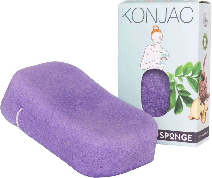 Elicious Konjac Spons Badspons Extra Dik Kalmerend Lavendel Huidreiniging Natuurlijk Plasticvrij Vegan Dierproefvrij