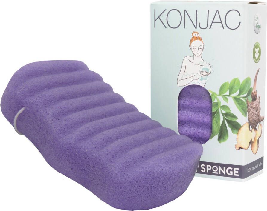 Elicious Konjac Spons Badspons Kalmerend Lavendel Douche Bad Huidreiniging Natuurlijk Plasticvrij Vegan Dierproefvrij