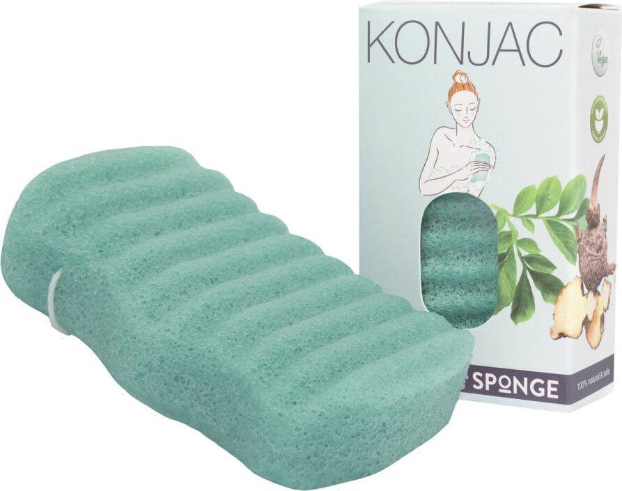 Elicious Konjac Spons Badspons Ontstekingsremmend Pepermunt Douche Bad Huidreiniging Natuurlijk Plasticvrij Vegan Dierproefvrij