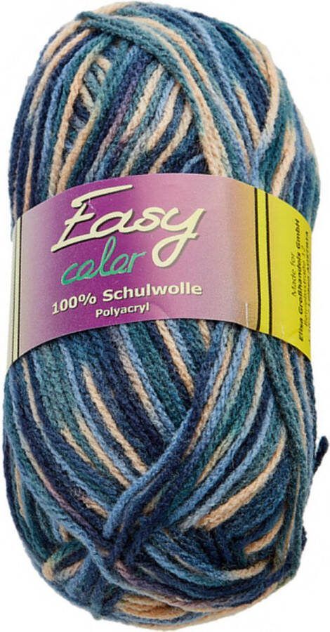 Elisa Easy Color Easy Color 3 bollen gemêleerd acryl garen (1364) blauw kleuren