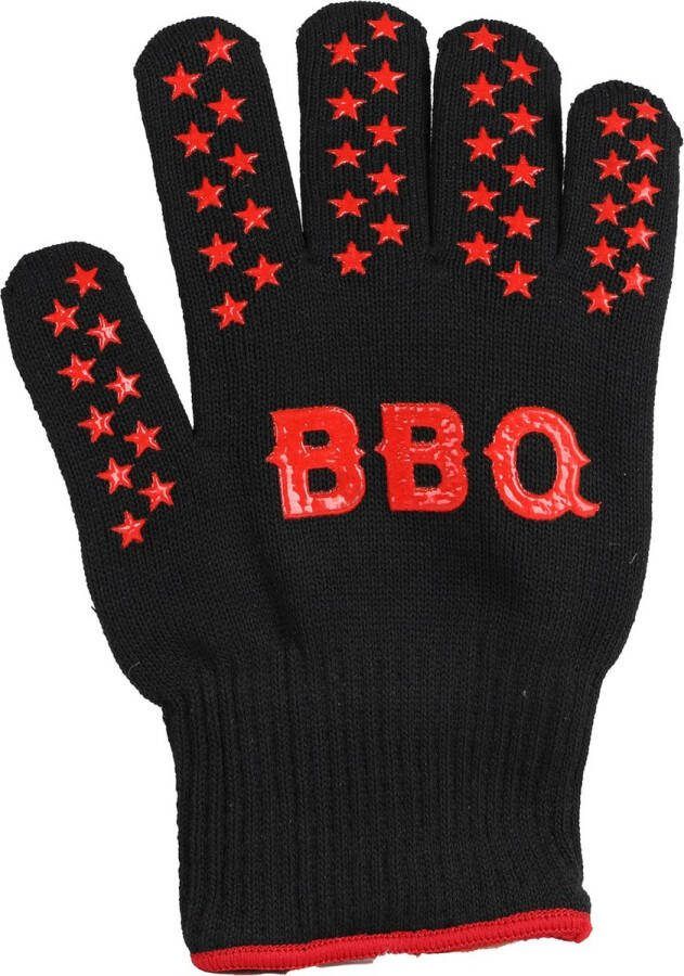 Elite BBQ handschoenen hittebestendig tot 250 graden zwart rood katoen ovenwanten