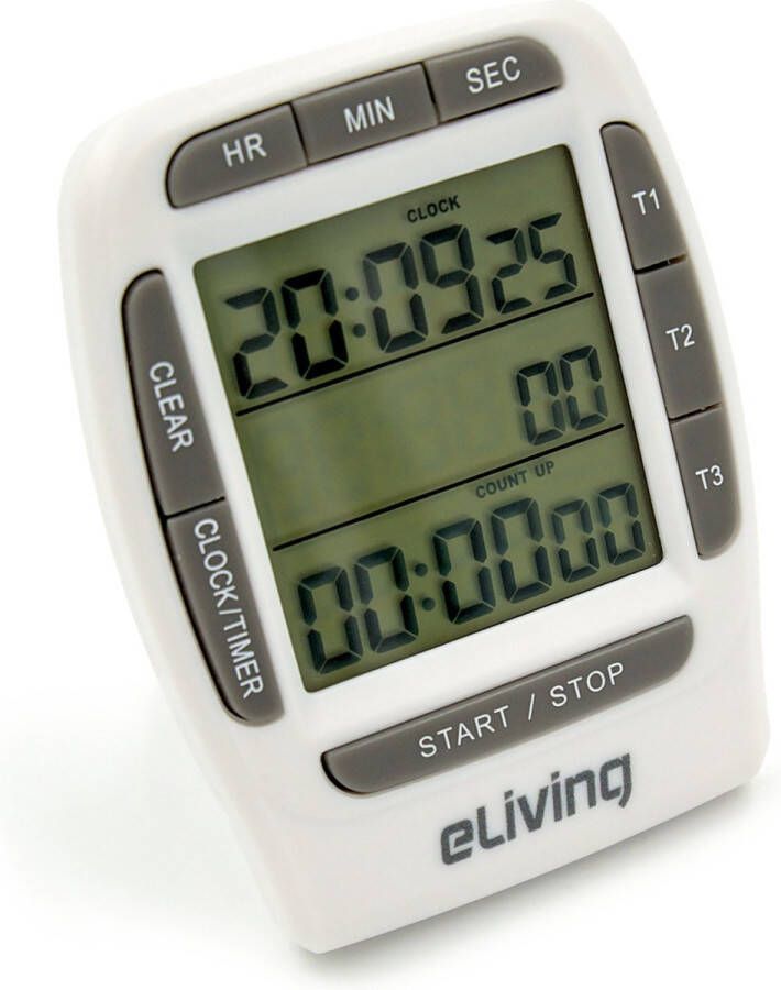 ELiving Digitale Klok Stopwatch keukentimer keukenwekker Drie-dubbele Drievoudige Timer Kookwekker met magneet