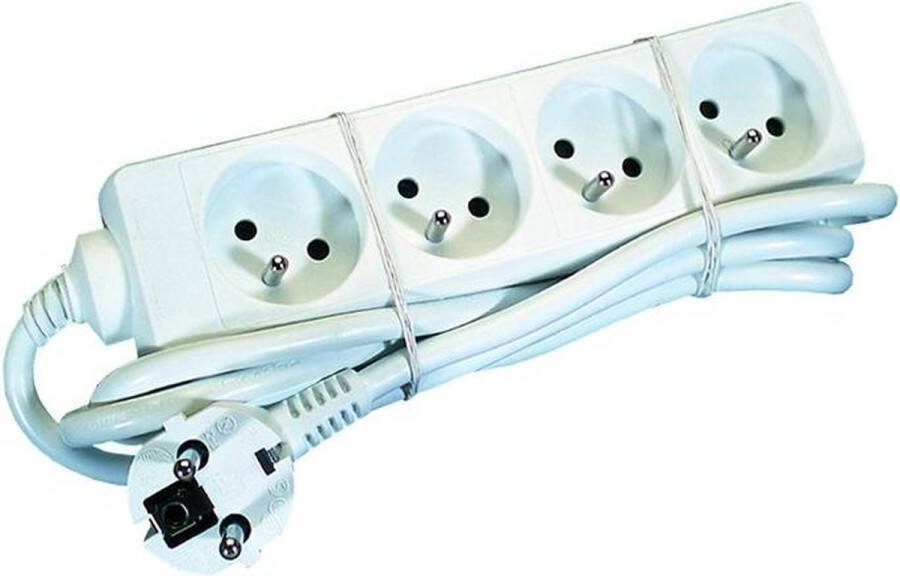 Elix Belgium AC stekkerdoos 4x 2P+A 16A met snoer 3G1.5 Wit -3m