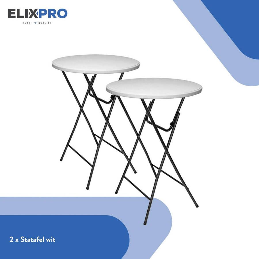 ElixPro Stevig robuuste statafel 2x Statafel set party tafel cocktail tafel inklapbaar Wit 80 X 110