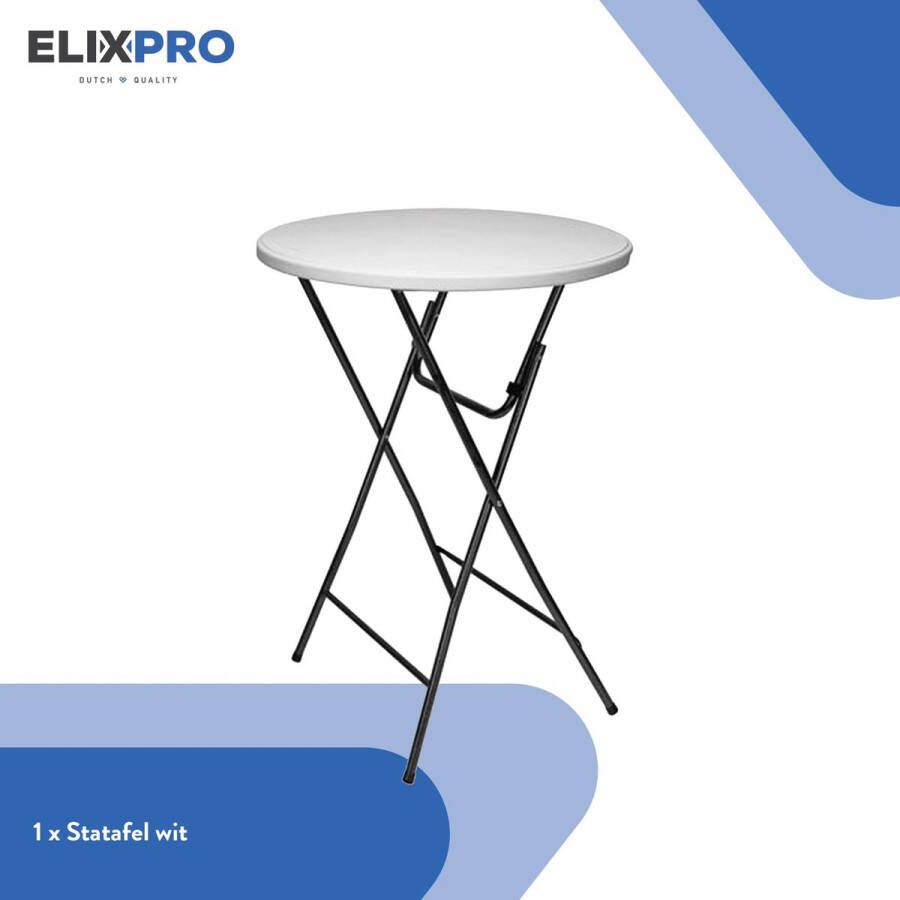 ElixPro Stevig robuuste statafel party tafel cocktail tafel inklapbaar Wit 80 X 110 1 stuk