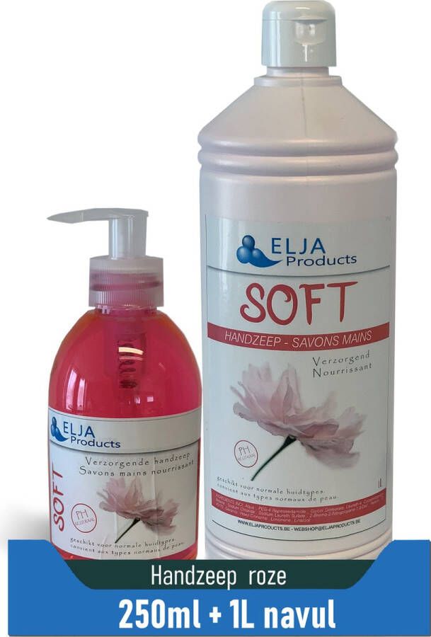 Elja Products Elja Handzeep Roze 1L + 250ml pouse mousse