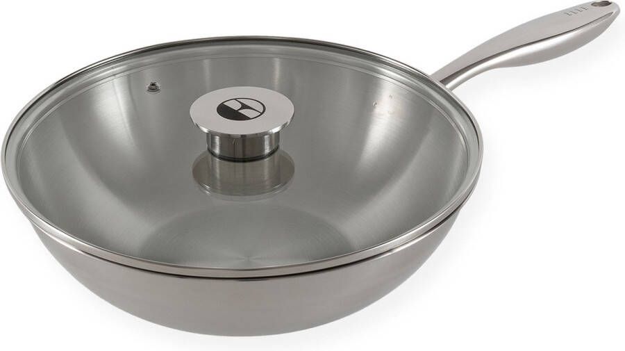 ELLE Gourmet Classique Wokpan met Deksel Ø 28 cm PFAS vrije Keramische Hapjespan inductie Geschikt voor alle warmtebronnen