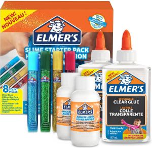 Elmer's starterkit voor lijmslijm | transparante lijm | glitterlijmpennen en slijmactiverende oplossing met Tovervloeistof | 8 stuks