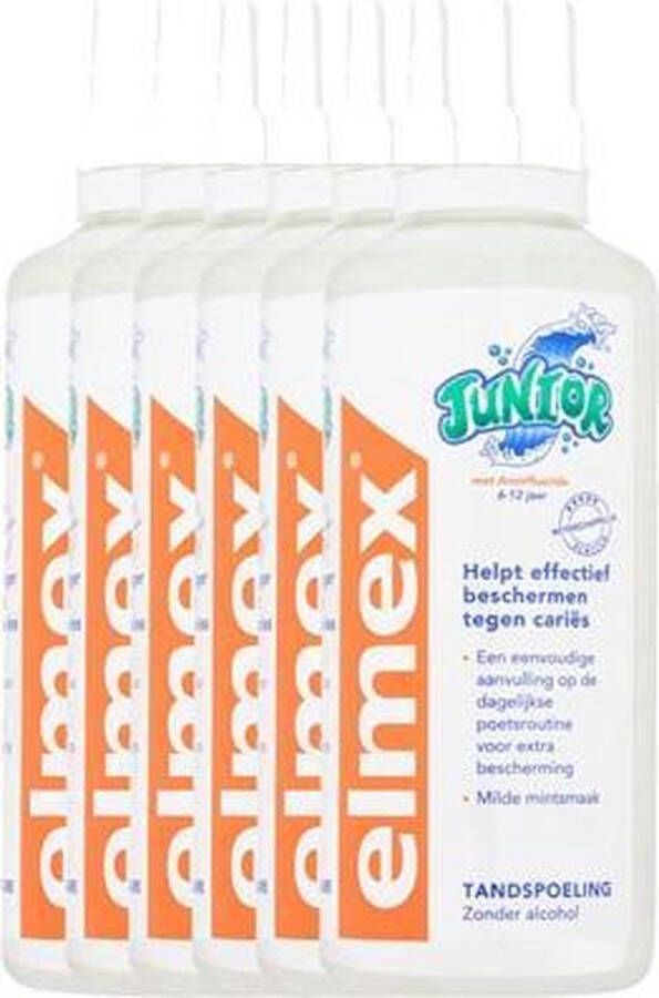 Elmex Junior Tandspoeling Mondspoeling (5-12 Jaar) 6 x 400 ml Voordeelverpakking