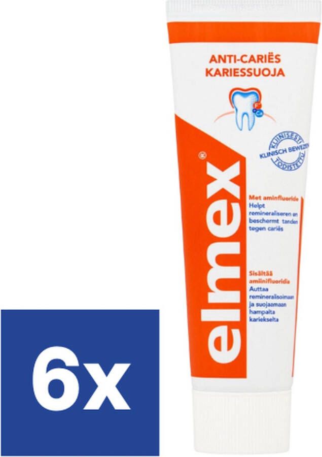 Elmex Anti-Cariës met Aminfluoride Tandpasta 6 x 75 ml