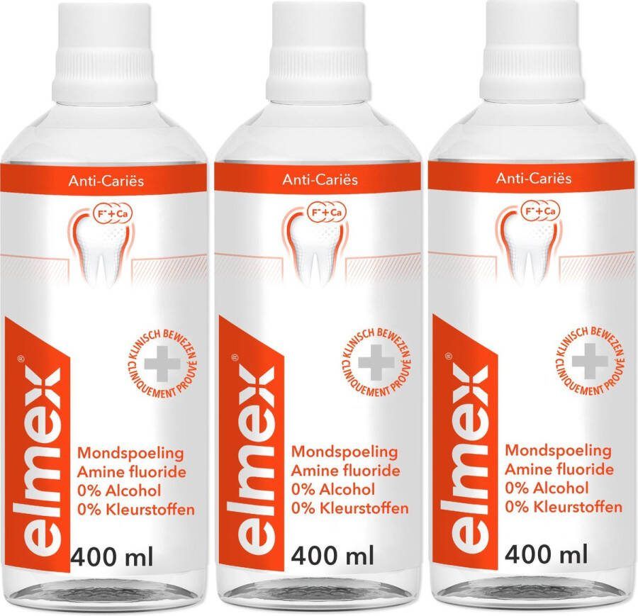 Elmex Anti-Cariës Mondwater 3x 400 ml Voordeelverpakking
