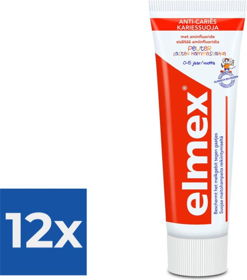 Elmex Anti-Cariës Peuter Tandpasta 75 ml Voordeelverpakking 12 stuks
