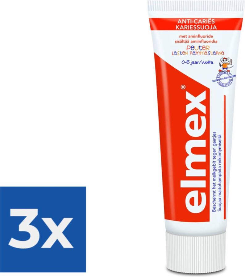 Elmex Anti-Cariës Peuter Tandpasta 75 ml Voordeelverpakking 3 stuks