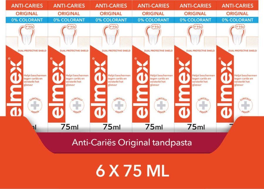 Elmex Anti Caries Tandpasta 6 x 75ml Bescherming Tegen Gaatjes Voordeelverpakking