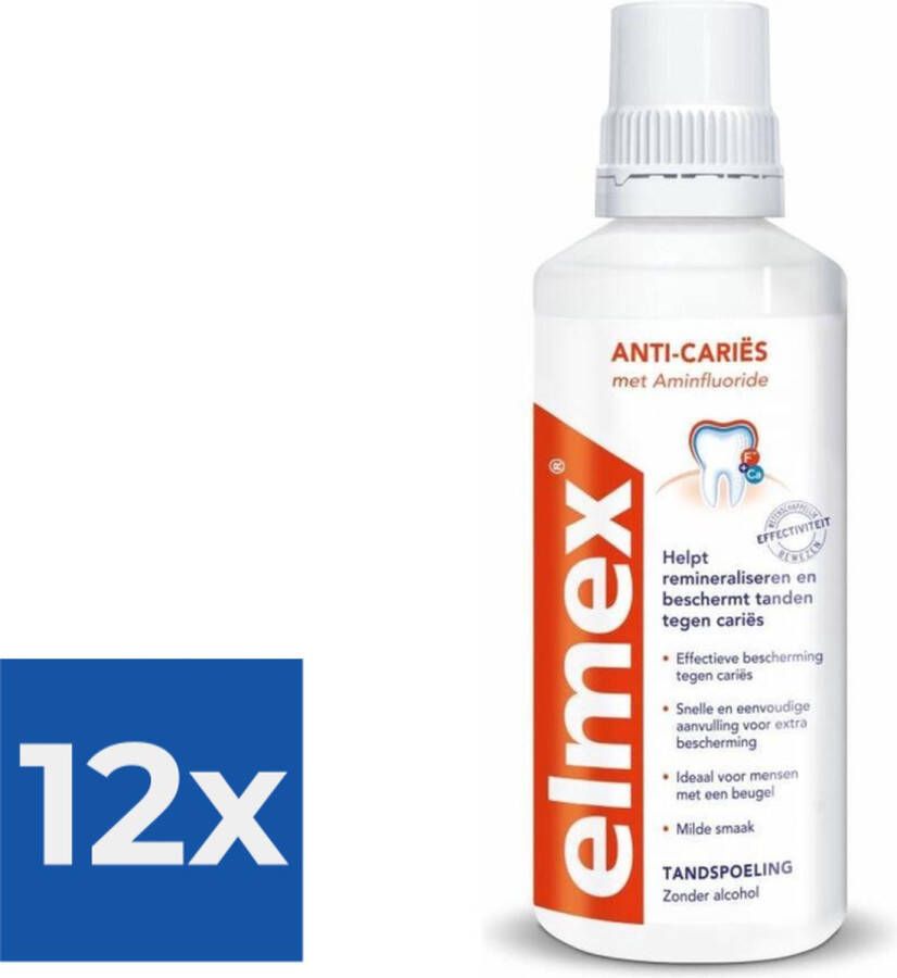 Elmex Anti-Cariës Tandspoeling 400 ml Voordeelverpakking 12 stuks