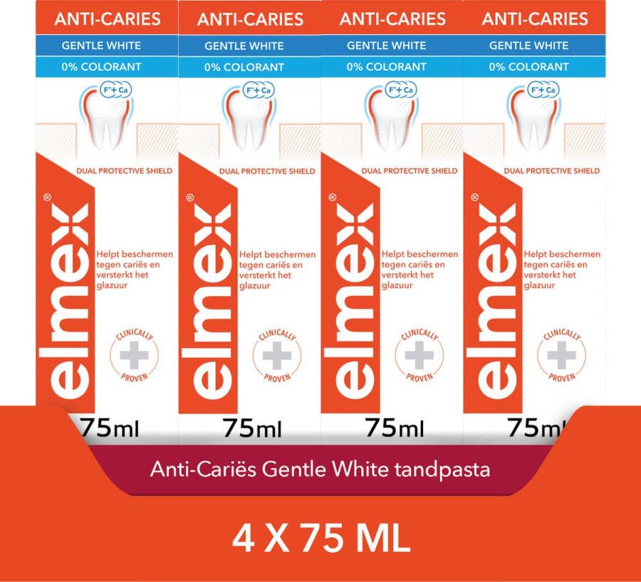 Elmex Anti-Cariës Whitening Tandpasta 4 x 75ml Bescherming Tegen Gaatjes Voordeelverpakking
