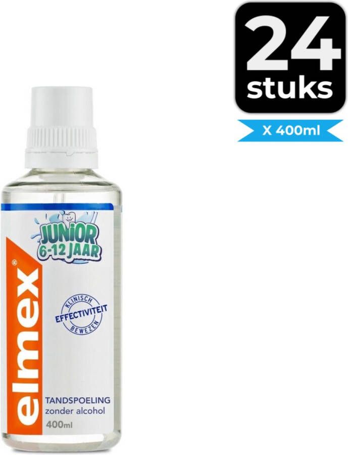 Elmex Junior Tandspoeling met Aminfluoride 6-12 Jaar 400 ml Voordeelverpakking 24 stuks