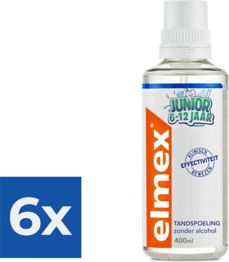 Elmex Junior Tandspoeling met Aminfluoride 6-12 Jaar 400 ml Voordeelverpakking 6 stuks